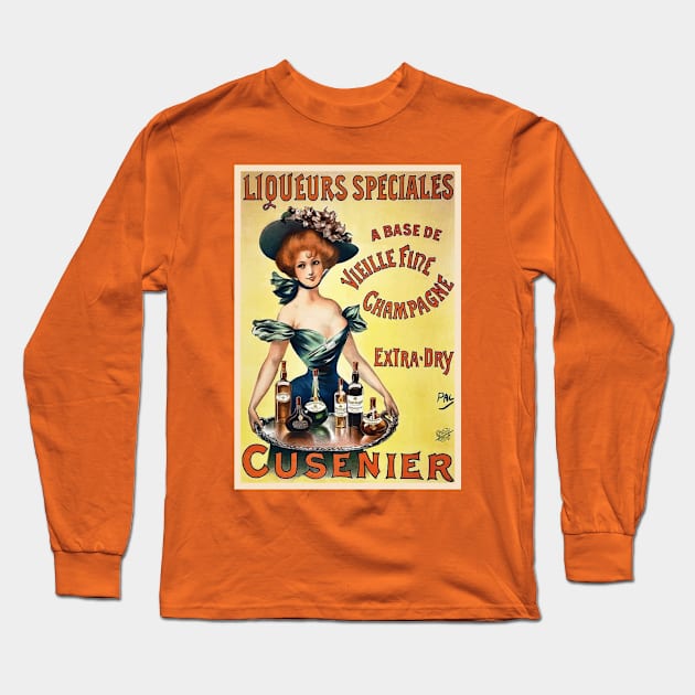 Vintage Provocative Liqueur Waitress Long Sleeve T-Shirt by xposedbydesign